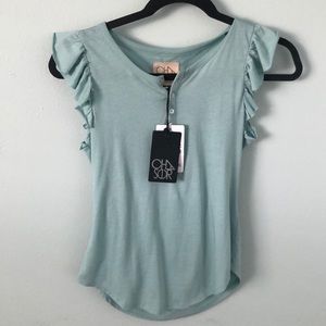 Chaser Flutter Sleeve Henley Aloe XS